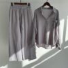 2025 New Model Women's Clothing Set Loose Fit Long Sleeves T-Shirt Top and Casual Pants for Spring/Summer